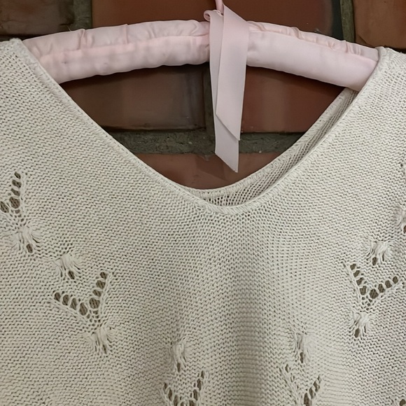 Vintage 3d knit v neck sweater medium cotton linen blend slouchy - Picture 4 of 9